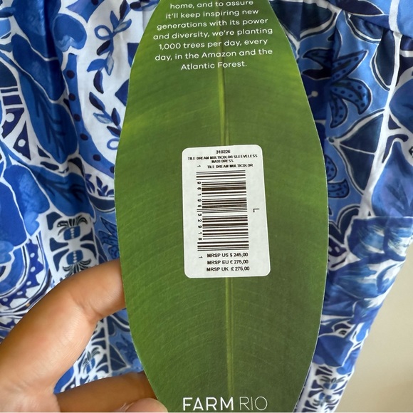 NWT FARM Rio Blue Tile Dream Sleeveless Maxi Dress Size Large - Picture 9 of 12